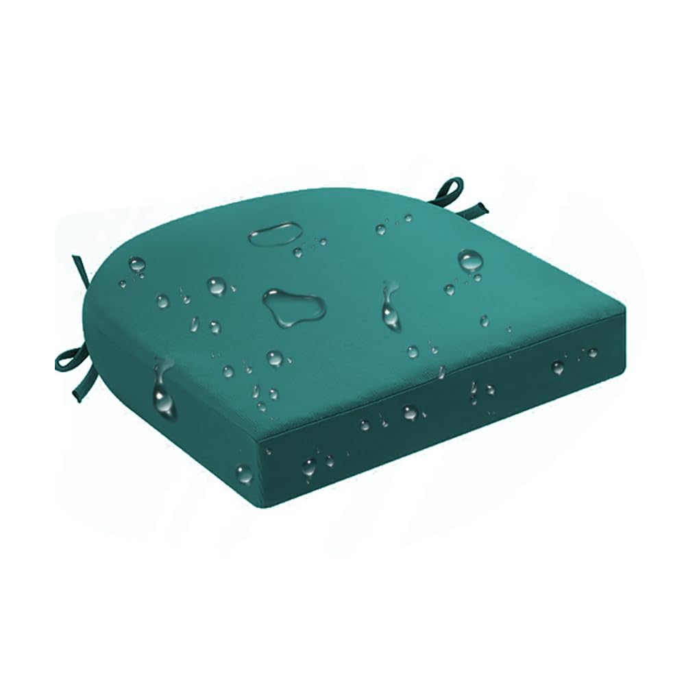 Outdoor Chair Cushion, Round Corner, 18.5 x 16 x 2 Inch, Waterproof Patio Seat Cushion with Ties & Removable Cover — Sold Individually