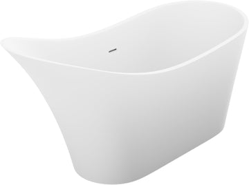 Tuasavi Series 68 in. x 29 in. Flat Bottom Solid Surface Freestanding Soaking Bathtub with Center Drain in Matte White