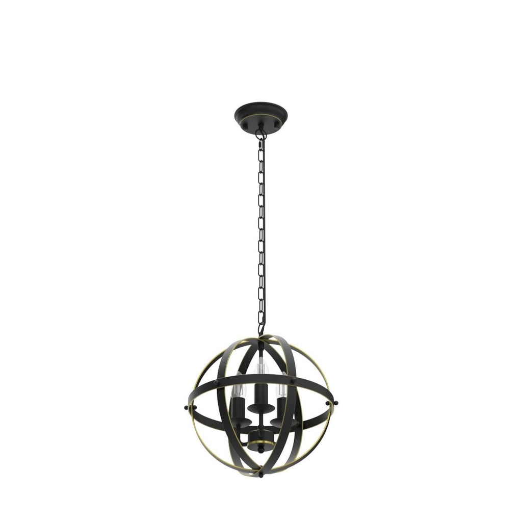 Chandelier Farmhouse Hanging Lighting, 3 Lights Globe Ceiling Light Fixture, Metal Swag Pendant Lighting, E12 Base