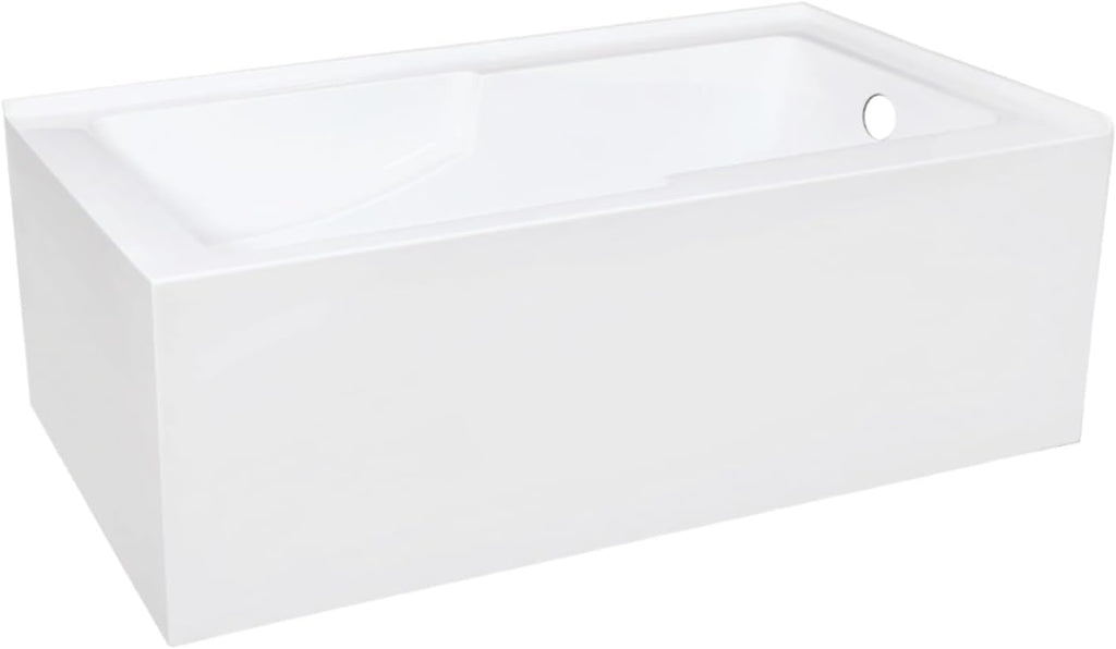 VTAM6032R22S 60-Inch Acrylic 2-Wall Corner Alcove Tub with Corner Apron, Right Hand Drain Hole, White