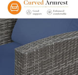 4-Piece Wicker Outdoor Patio Furniture Set | Navy for Backyard, Garden & Porch