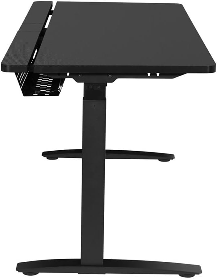 Electric Height-Adjustable Gaming Desk, 60" W x 28" D, Steel Frame, Gray Carbon Fiber Finish, RGB LED Lights
