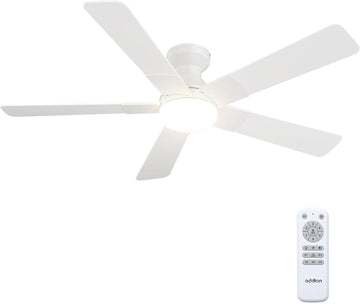 Ceiling Fans with Lights, 52 inch Low Profile Ceiling Fan with Light and Remote Control, Flush Mount, Reversible, 3CCT, Dimmable, Noiseless, White Ceiling Fan for Bedroom, Indoor/Outdoor Use A103-B0CLNNMX79