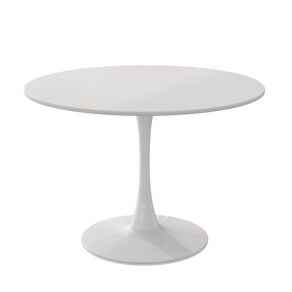 Inspired Saarinen Style 42" Modern Round Dining Table with MDF Top, Metal Base Pedestal Tulip Kitchen Table for 4-6 Person, Small Space Home