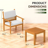 3-Piece Acacia Wood Outdoor Patio Furniture Set - Bistro for Backyard, Garden & Porch