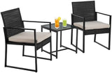 3-Piece Rattan Outdoor Patio Furniture Set - Bistro for Patio, Garden & Porch