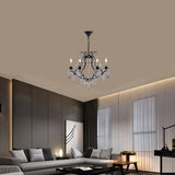 Black Wrought Iron & Crystal Chandelier Modern Farmhouse Chandelier for Dining Room Chandelier Light,Dining Room Light Fixture - 6 Lights 20" x 19" A109-B0F3SX3W61