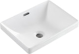 Bathroom Vessel Sink 16.7" X 12.6" Semi Recessed Bathroom Sink Rectangular Drop In Bathroom Sinks with Overflow White Ceramic Vessel Sinks for Bathroom Modern Above Counter Basin Vanity Sink A131-B0DRP5BYNT