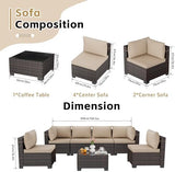 7-Piece Rattan Outdoor Patio Furniture Set - Conversation for Patio, Garden & Porch