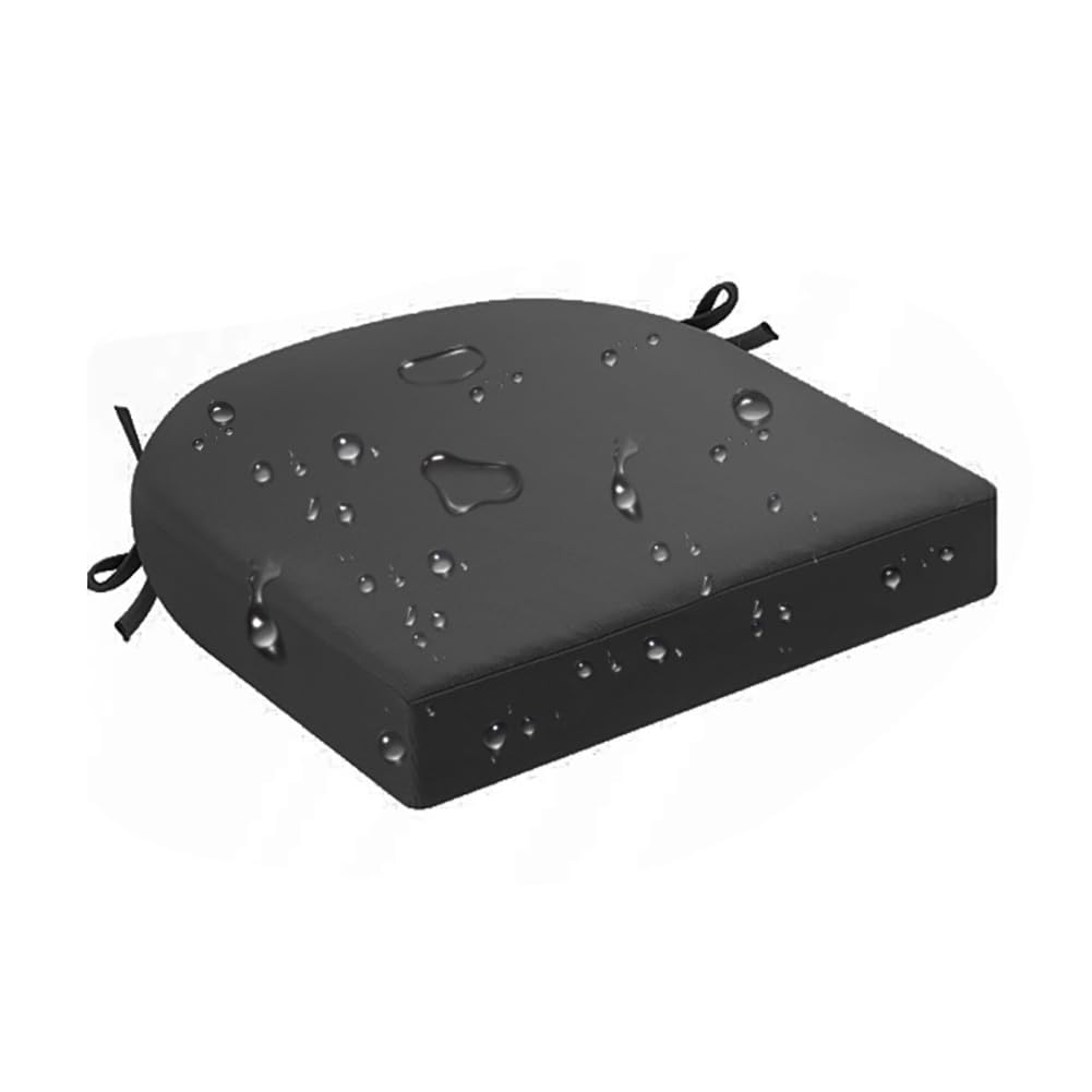 Outdoor Chair Cushion, Round Corner, 18.5 x 16 x 2 Inch, Waterproof Patio Seat Cushion with Ties & Removable Cover — Sold Individually