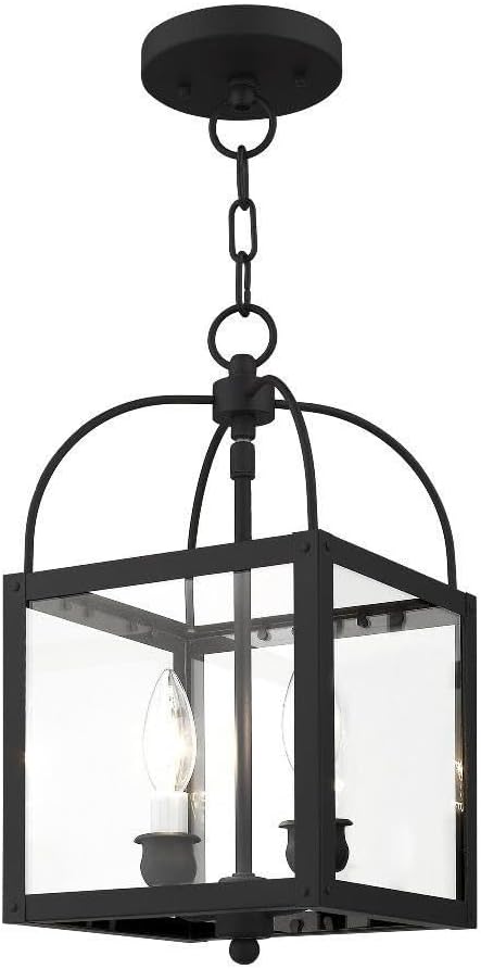 Milford 2-Light Convertible Hanging Lantern/Ceiling Mount, Black