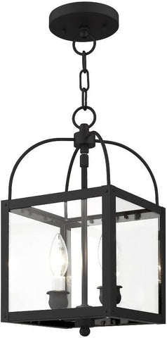 Milford 2-Light Convertible Hanging Lantern/Ceiling Mount, Black