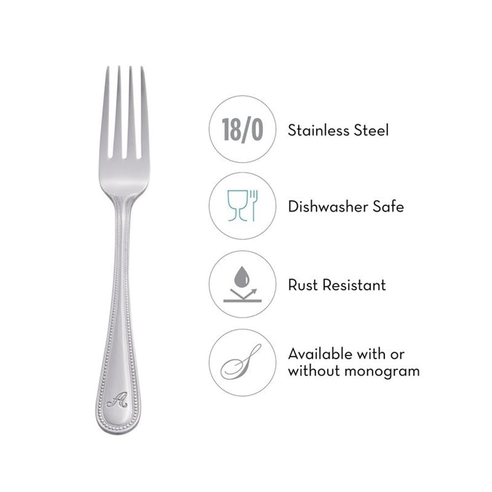 46-Piece Stainless Steel Flatware Set with Beaded Design