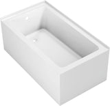 VTAP5430L22TS 54-Inch Acrylic 2-Wall Corner Alcove Tub with Left Hand Drain, White
