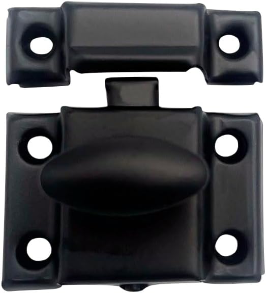 Oval Turn Cabinet Latch, & Other Furniture, Small, Matte Black, 4 Pack, Made in Taiwan