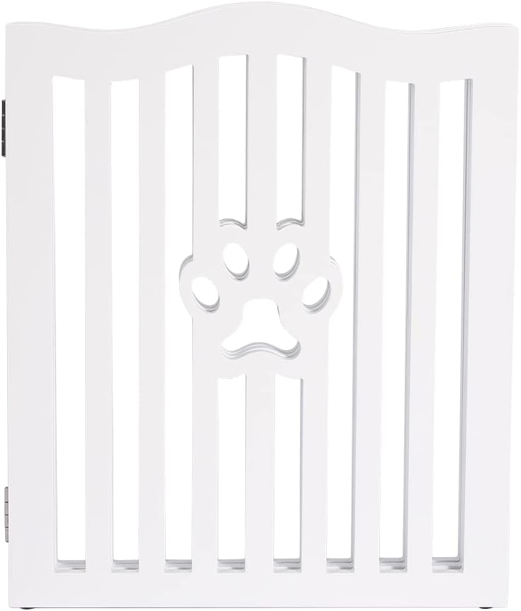 Pet Gate Wooden Free-White Standing Dog Gate for Small Dogs & Cats