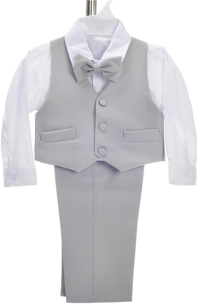 Boys 5 Pcs Formal Tuxedo Suits, Baby Toddler Size 3M to 8Y