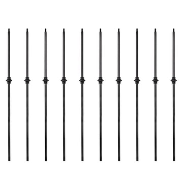 Staircase Iron Balusters (Box of 10) Stair Spindles 1/2" Square Metal Balusters - Hollow Single Knuckle Staircase
