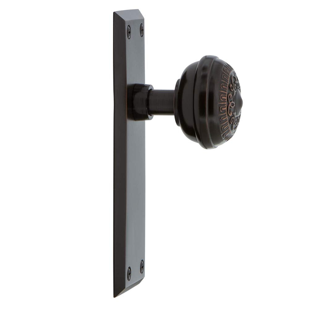 New York Plate Passage Egg & Dart Door Knob in Timeless Bronze