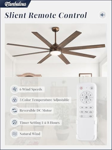 Fanbulous 72" Ceiling Fan with LED Light and Remote - Antique Bronze