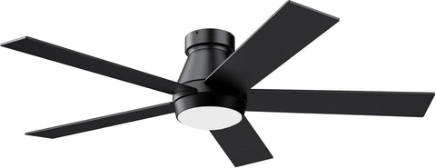 52" Ceiling Fan with Lights, Black Flush Mount Ceiling Fans with Remote Control, 6 Speeds DC Reversible, Dimmable, Noiseless, Low Profile Ceiling Fans for Bedroom A101-B0D4Z9M7T7