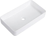 Bathroom Vessel Sink 24"x14" Rectangular White Porcelain Ceramic Bathroom Sink Modern Above Counter Art Basin