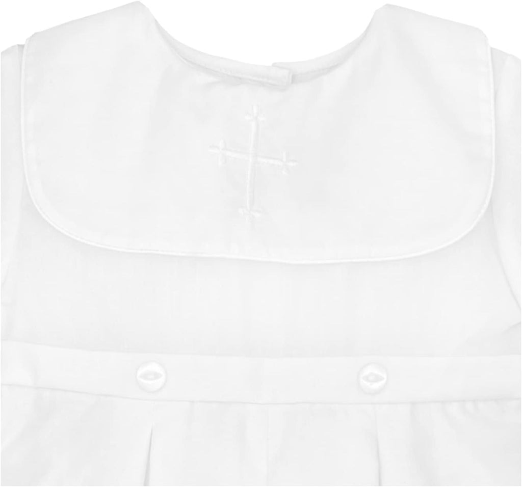 Baby Boys' Hand-Embroidered Cross Christening Romper