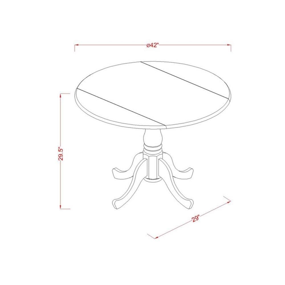 5 Piece Kitchen Table Set for 4 Includes a Round Dining Room Table with Dropleaf and 4 Solid Wood Seat