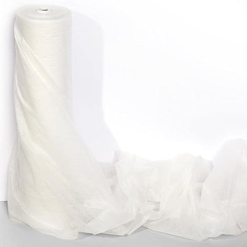 White Flame Retardant Gossamer, 59 Inches x 100 Yards, Sheer Fabric for Wedding Decorations, Baby Shower, Gender