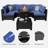 8-Piece Wicker Outdoor Patio Furniture Set - Fire Pit | Brown for Backyard, Garden & Porch