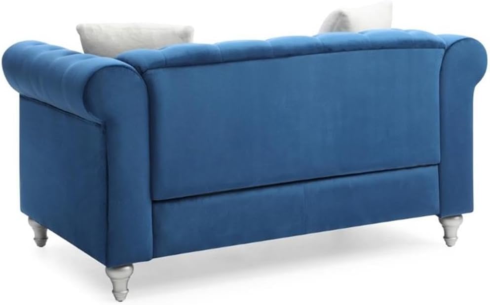 Raisa Velvet Loveseat in Navy Blue