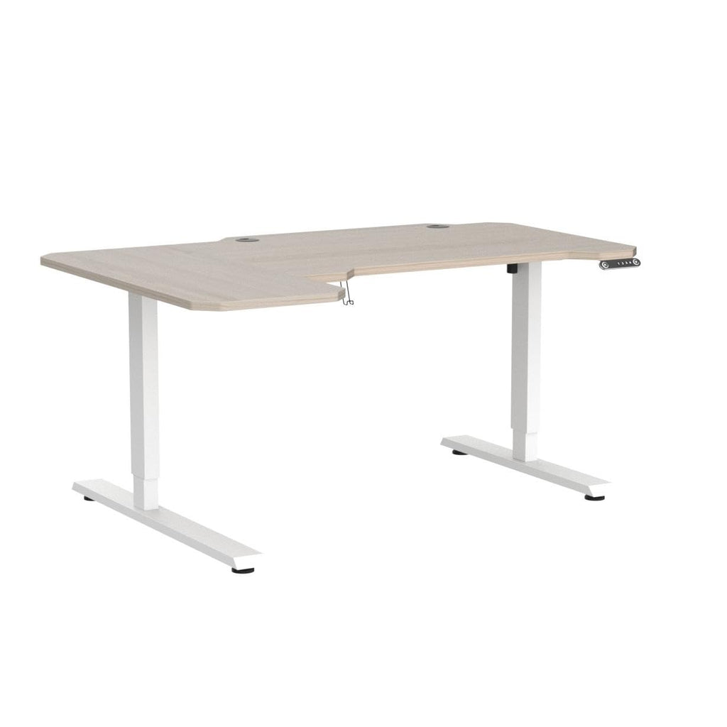 59-Inch Large Electric Height Adjustable Computer L-Shaped Desk with Memory Controller Corner Standing Desk Modern