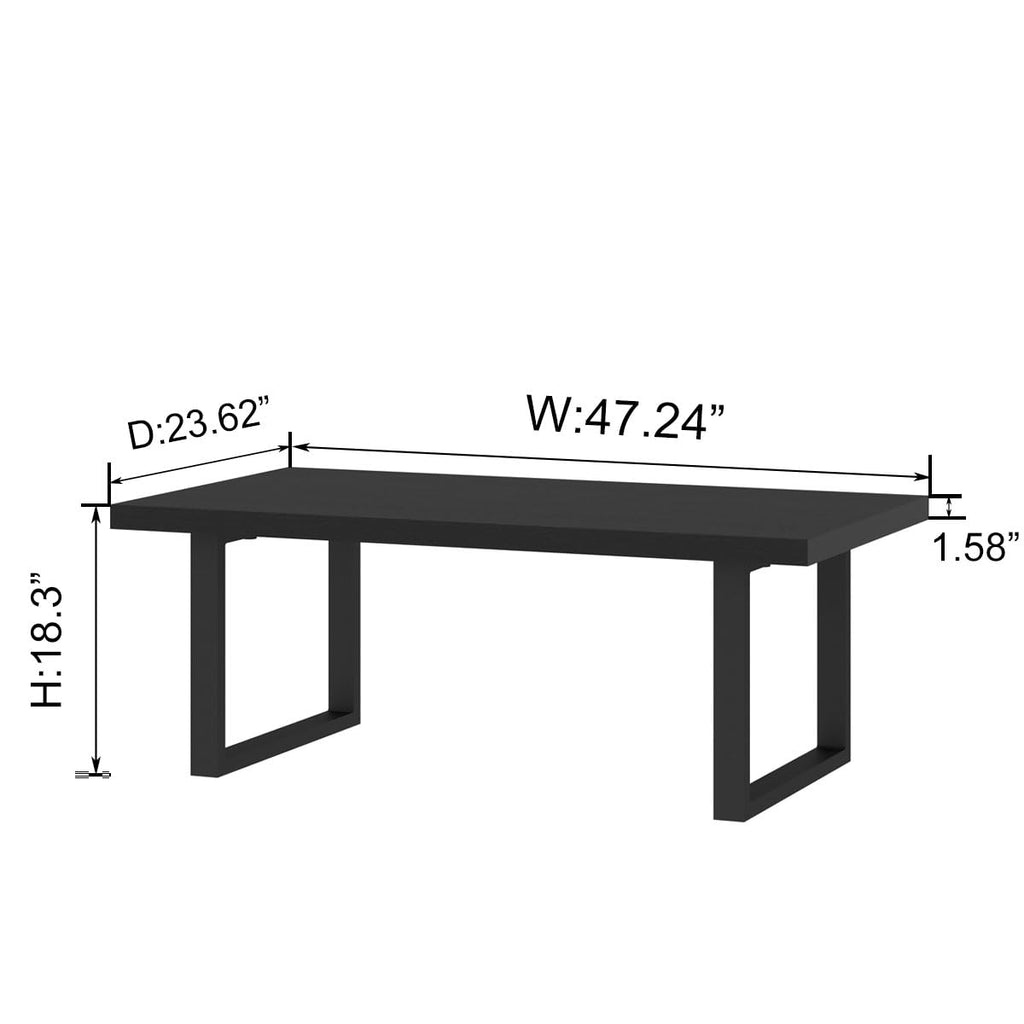Black Oak Coffee Table, Modern Wood Center Table 47 in