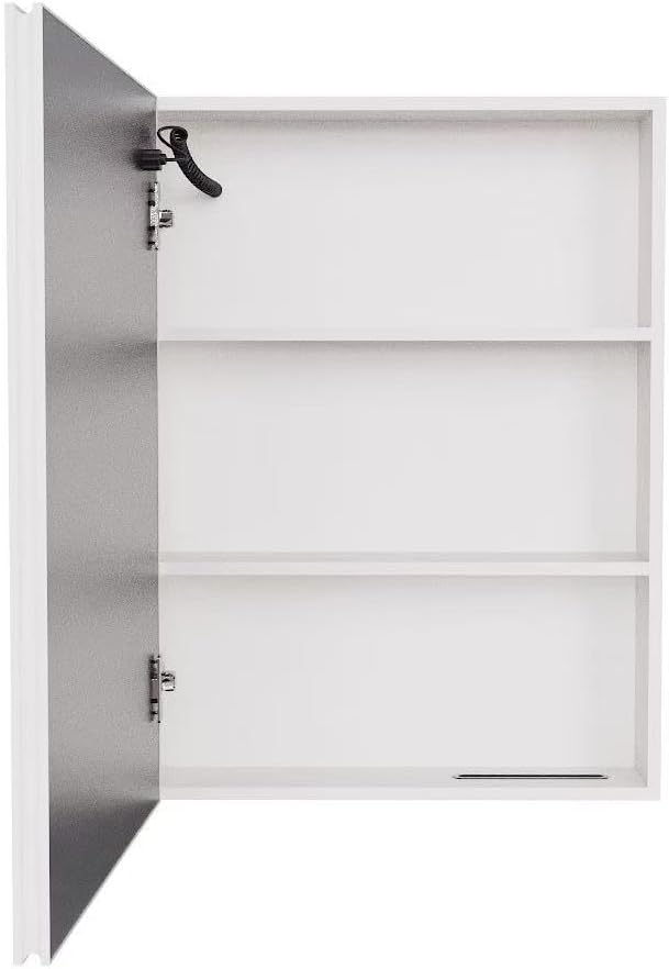 LED Bathroom Medicine Cabinet, Aluminum Anti-Fog Mirror Cabinet with Single Door, Wall-Mounted Storage, Multi-Layer