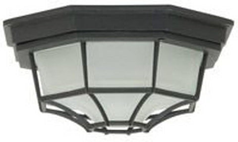 Bulkhead Outdoor Octagonal Flush Mount Ceiling Lighting, 1-Light 60 Watt (9" W x 5" H), Matte Black
