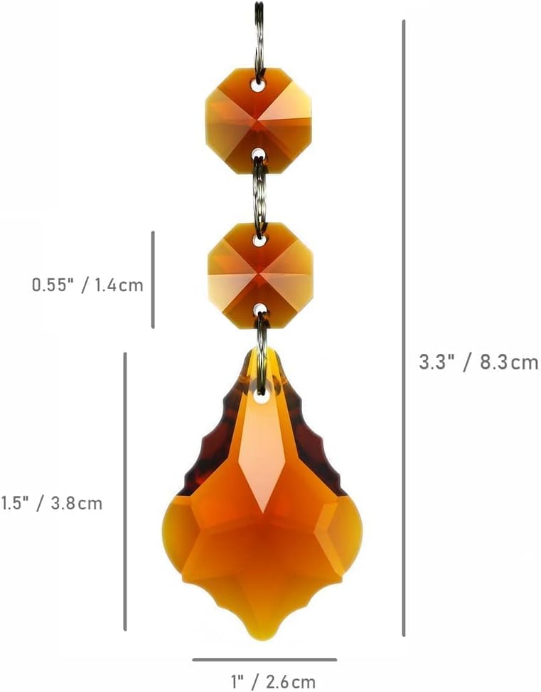 20pcs Crystal Prism Maple Leaf Chandelier Replacement Pendant - Hanging Glass Crystals Octagon Beads for Christmas
