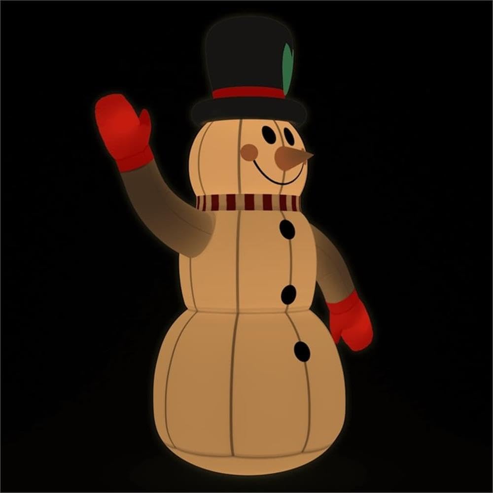 Inflatable Snowman, 8 Ft Tall, Multicolor LED Lights, Oxford Fabric, Weather-Resistant Outdoor Christmas Yard