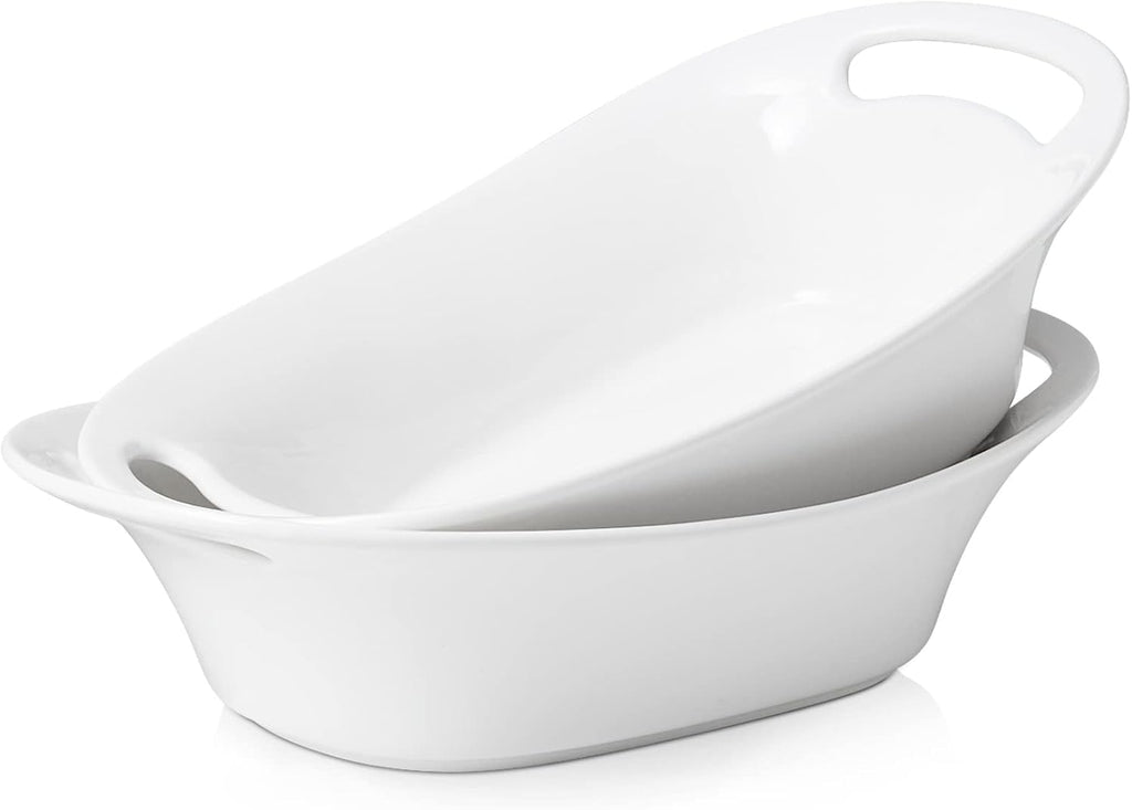 Large Serving Bowls with Handles, 60 OZ Oval Serving Platter for Turkey, Fruit Salad Serving Dishes for Entertaining