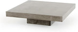 Square Modern Concrete Coffee Table, 43 x 43 x 12 in, Fiber Reinforced Stone, Dark Gray Acrylic Sealed Finish