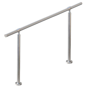 4 Step Stair Railing, Handrail for Indoor Outdoor Steps, 1.65 in Round DIY 304 Stainless Steel Transitional Porch