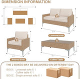 4-Piece Wicker Outdoor Patio Furniture Set - Conversation | Beige All-Weather Resistant with Thick Cushions for Backyard, Garden & Porch