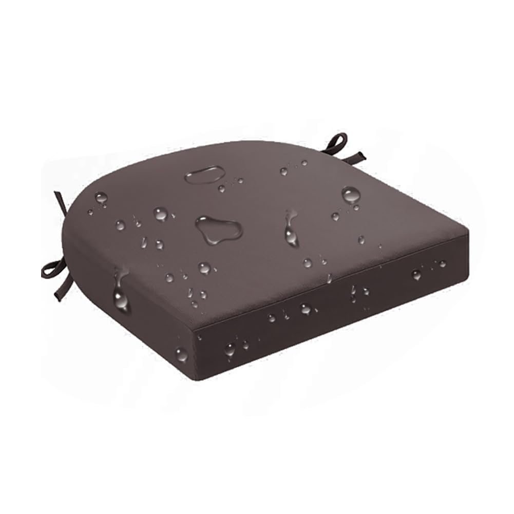 Outdoor Chair Cushion, Round Corner, 18.5 x 16 x 2 Inch, Waterproof Patio Seat Cushion with Ties & Removable Cover — Sold Individually
