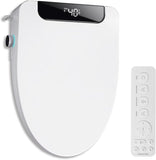 Heated Elongated Bidet Toilet Seat with LED Display, Remote Control, Soft-Close Lid, Warm Water, Air Dryer, Feminine Wash, Self-Cleaning Nozzle