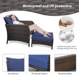 5-Piece Wicker Outdoor Patio Furniture Set - Conversation | Brown for Patio, Garden & Porch