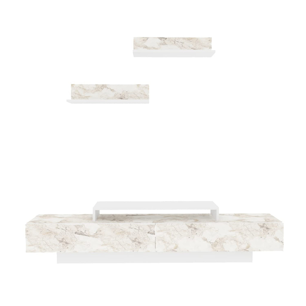 Lusiana TV Stand & Entertainment Center for TVs up to 75", Modern Media Console with Wall Mounted Accent Shelves