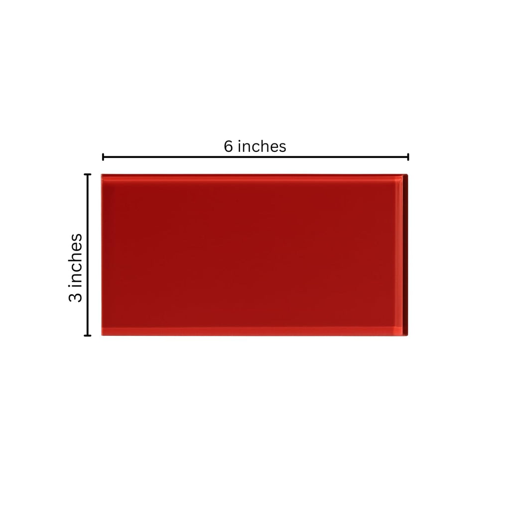 Ruby Red 3x6 Glass Subway Wall Tile Backsplash, Bathroom, Shower, Accent Wall & Pool (5 Sqft, 40 Tiles/Box)