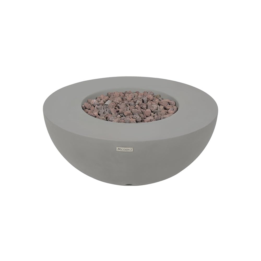 Roca Natural Gas Fire Pit Table, Round Cast Concrete, 34 x 34-in