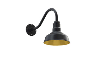 Dusk to Dawn | Hawthorne Barn Light | Outdoor Wall Mounted | 8 in Dome | 16 inch Gooseneck| Small Farmhouse Light