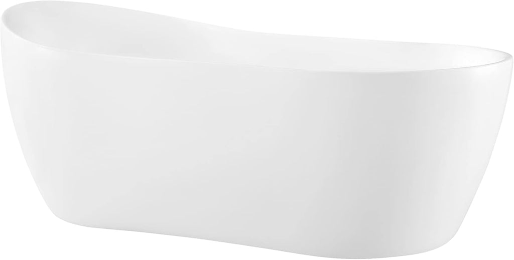 Isaac 58 in. Seamless White Acrylic Freestanding Slipper Bathtub