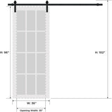 Mela 7001 | Interior Single Sliding barn Door, no Glass, MDF, 36x96, White, Classic Style | Hardware
